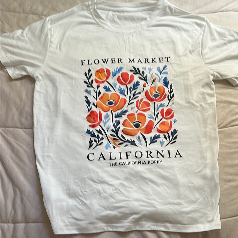 White T-Shirt with Floral Graphic